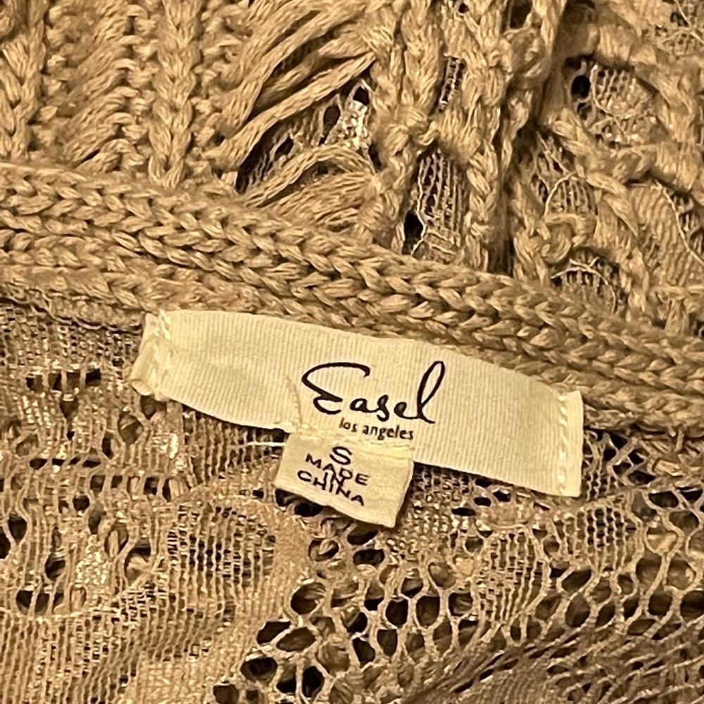 Easel by Los Angeles Size Small Tan Crocheted Boho Vest - Picture 2 of 7